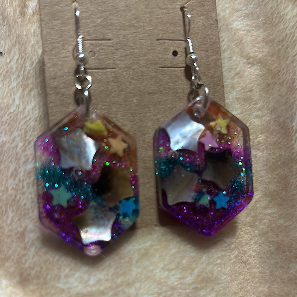 Colorful Glitter with Stars Earrings
